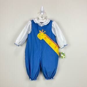 ZU Petit Ami Giraffe Applique Corduroy Jumpsuit 9 Months NWT